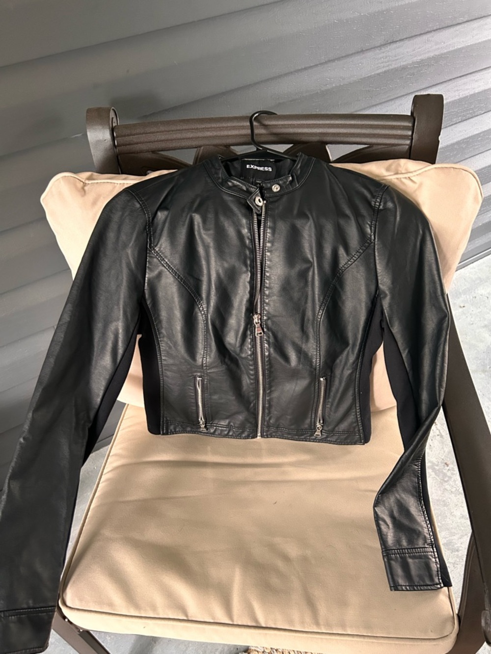 Express Black Faux Leather Moto Jacket